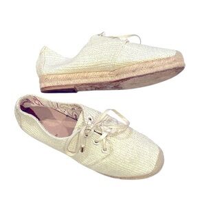 Joie Wallie Woven Espadrille Ivory Cream Rafia Loafer Shoes 7.5